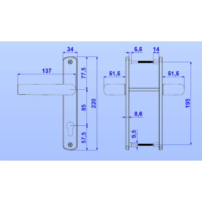 نقشه و اندازه های دستگیره اتاقی یا سوئیچی پنجره upvc